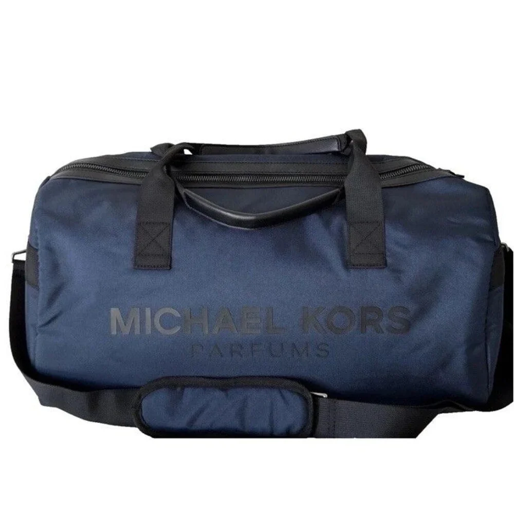 Michael Kors Parfums Duffle Dark Blue Overnight Shoulder Gym Weekender Bag